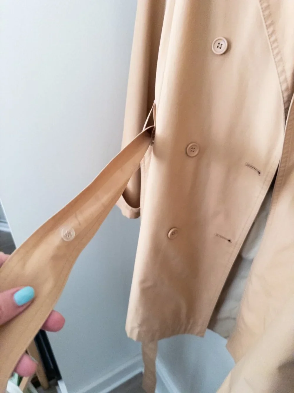 Vintage London Fog Short Trench Coat - tie waist, double breasted buttons - 14R